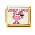 Gold stainless steel Italian charm link with Self Love Club heart illustration - Gold (SELF LOVE CLUB)