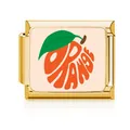 Charm modulare italiano in acciaio inossidabile dorato con design stilizzato a arancia - Stile Arancia (MK-D-1683)
