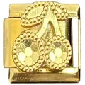 Detailed gold cherry charm for Italian modular bracelet, DIY jewelry craft accessory - Double Cherry Style (MK-3264) / 5 Pieces/Pack / Gold