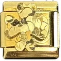 Detailed gold-tone modular charm link with embossed fruit pattern for DIY bracelet - Flower Cluster Style (MK-3265) / 5 Pieces/Pack / Gold
