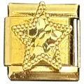 Gold Italian charm modular bead with textured star design for DIY bracelets - Five-pointed Star Style (MK-3266) / 5 Pieces/Pack / Gold