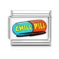 Italienisches Modularmband-Glied mit Chill Pill Emaille-Design aus Edelstahl - Chill Pill (MK-3208) / Einzelglied