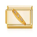 Hochwertiger goldener italienischer Modular-Charm mit glänzendem Kristall-Inlay - Baguette (MK-D-2185)