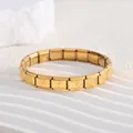 Detailansicht eines vergoldeten Edelstahl-Italien-Modular-Armbandes mit F-Anhängern - Buchstabe F (BD-442)
