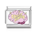 Italienisches Armband-Modul aus Edelstahl mit einem rosa Christ Minded Gehirn-Motiv - Christ Minded (MK-3209) / Einzelglied