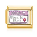 Gold-plated stainless steel Italian charm link with 'Allergic to People' slogan - Funny Slogan (MK-3193) / Gold (Allergic to People)