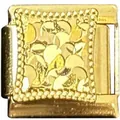 Italian modular gold charm featuring a geometric crushed pattern for DIY bracelets - Gold Foil Geometric Style (MK-3270) / 5 Pieces/Pack / Gold