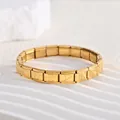 Detailansicht eines vergoldeten italienischen Gliederkettenarmbands aus Edelstahl - Symbol I (BD-445)