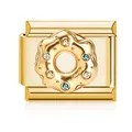 Golden Italian modular link charm featuring a donut design with colorful crystals. - Donut (MK-D-2190)