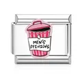 Roestvrijstalen Italiaanse charm-schakel met roze Men's Opinions vuilnisbak-ontwerp - Men's Opinions (MK-3216) / Enkele Schakel