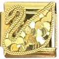 Exquisite gold-plated Italian modular charm featuring a shimmering swan scale design - Swan Style (MK-3274) / 5 Pieces/Pack / Gold