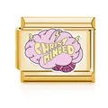 Gold stainless steel Italian charm link featuring a pink brain and Christ Minded text - Gold (Christ Minded)