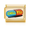 Italian gold modular charm with red and blue chill pill design for DIY bracelets - Gold (Chill Pill)