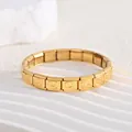 Elegantes vergoldetes italienisches Modular-Armband aus Edelstahl mit Prägung - Buchstabe Q (BD-453)