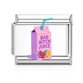 Roestvrijstalen Italiaanse charm-link met roze Bad Bitch Juice box-illustratie - Bad Bitch Juice (MK-3222) / Enkele Schakel