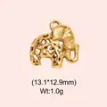 Detailed macro view of a small gold-plated elephant pendant measuring 13.1x12.9 mm - Hollow Elephant Style (DHS-6743)
