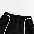 Pantalon de survêtement noir pour femme avec cordon blanc et liseré contrasté. - S / Bas / Noir