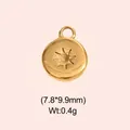 Detailed view of golden stainless steel star pendant measuring 7.8x9.9mm and 0.4g - Round Starburst Style (DHS-6744)