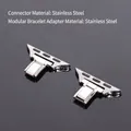 Professional stainless steel modular watch strap connector adapter for wristbands - 35mm (BD-352) / Silver