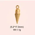 Detailed vintage gold ice cream cone pendant charm, dimensions 5.2x17.3mm, weight 1.1g - Ice Cream Cone Style (DHS-6767)