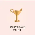 Detail of gold cocktail glass charm with dimensions 12.3x15.3mm and weight 1.4g - Cocktail Glass Style (DHS-6748) / Gold