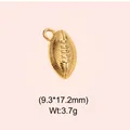 Detail view of golden vintage stainless steel football pendant with dimensions and weight - Rugby Style (DHS-6749)