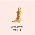 Close-up detail of vintage gold cowboy boot pendant showing dimensions 9x16.5mm - Cowboy Boot Style (DHS-6769)