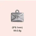 Vintage stainless steel heart envelope pendant detail showing 9x9.1mm size and 0.8g - Heart Envelope Style (DHS-6758)