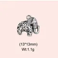 Detailed view of a vintage hollow-out metal elephant charm with size and weight info - Hollow Elephant Style (DHS-6771)