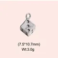 Vintage stainless steel dice pendant charm for jewelry making, 7.5x10.7mm, 3.0g weight - Dice Style (DHS-6774)
