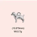 Small vintage stainless steel dog charm pendant for DIY jewelry making, 10.8x9mm size. - Dog Style (DHS-6772)