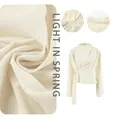 Detailed view of apricot chiffon blouse showing premium fabric texture and waist design - S / Tops / Apricot