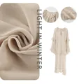 Close-up of khaki ruffled sun-protective dress fabric texture and design details - S / Khaki