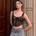 Sexy black floral lace camisole tank top for women's elegant summer fashion collection - S / Tops / Black