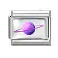 Abalorio de pulsera modular italiana DIY de acero inoxidable con diseño de planeta morado - Planeta Púrpura (Estilo 1) / 1 Pieza
