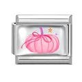 Abalorio italiano con diseño de calabaza rosa y lazo para pulsera de acero inoxidable - Lazo Calabaza Rosa (Estilo 12) / 1 Pieza