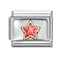 Eslabón de amuleto modular italiano de acero inoxidable con un diseño único de sandía de estrella - Sandía en Forma de Estrella (Estilo 14) / 1 Pieza