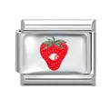 Abalorio italiano de acero inoxidable con un diseño creativo y único de ojo de fresa - Fresa de Ojos Grandes (Estilo 16) / 1 Pieza