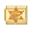 Goldener italienischer Charm-Link mit detailliertem Sheriff-Stern für DIY-Schmuck - Gold Basis Sheriffstern / Gold