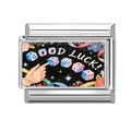 Charm modulare italiano in acciaio per bracciale fai da te con mano dadi e Good Luck - Gesto del braccialetto di perle e dadi (Stile 2)