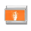 Charm per bracciale modulare italiano in acciaio inox con motivo delle dita incrociate - Gesto di preghiera e stelle (Stile 3)