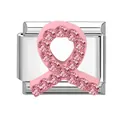Maglia per bracciale italiano con nastro rosa e strass rosa brillanti per fai-da-te - Toro Strass Rosa / 1x0.9 cm / Argento