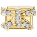 Elegante vergulde strik Italiaanse bedel met heldere kristallen op roestvrij staal - Witte Diamant Strikje / 1 Stuk / Goud