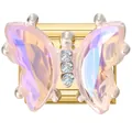 Charme modulaire italien en or avec un papillon en résine rose irisée élégant - Papillon Pierre Violette / 1 Pièce / Or