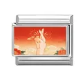 Charm modulare in acciaio inossidabile con illustrazione di dita incrociate e fuochi d'artificio - Gesto del cuore con la mano e fuochi d'artificio (Stile 9)