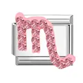 Link charm italiano con simbolo dello Scorpione in strass rosa per bracciali in acciaio - Scorpione Strass Rosa / 1x0.9 cm / Argento