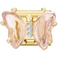 Charme modulaire en acier inoxydable doré avec papillon en résine rose et cristaux - Papillon en Zircon Rose / 1 Pièce / Or