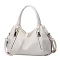 Elegant white women's shoulder bag with large capacity and soft leather texture. - 36X14X23CM / Off White