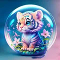 Bonito colgante de coche tigre de acrílico plano del zodiaco en burbuja de cristal - Tigre