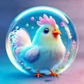 Vista detallada de un lindo colgante de gallo acrílico con efecto 3D para el coche. - Gallo